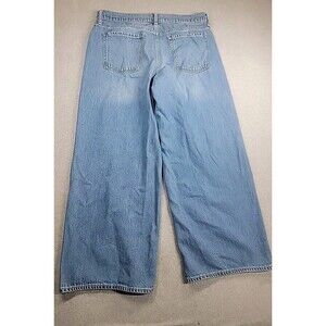 Old Navy Jeans Womens 12 36x28 Baggy Wide Medium Blue Sky High Rise Stretch Boho